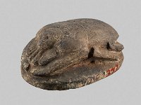 Aeg V 25  Aeg V 25, 19. Dynastie (Zeit Tausrets, 12. Jahrhundert v. Chr.), Skarabäus mit menschlichem Kopf, Dunkle Fayence, L 10,5 cm, B 6,5 cm, H 4,5 cm : Bestandskatalog Ägypten, Museumsfoto: Claus Cordes